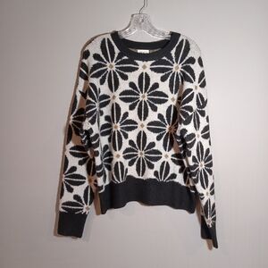 Bibi Mid Mod Black Floral Sweater Size L